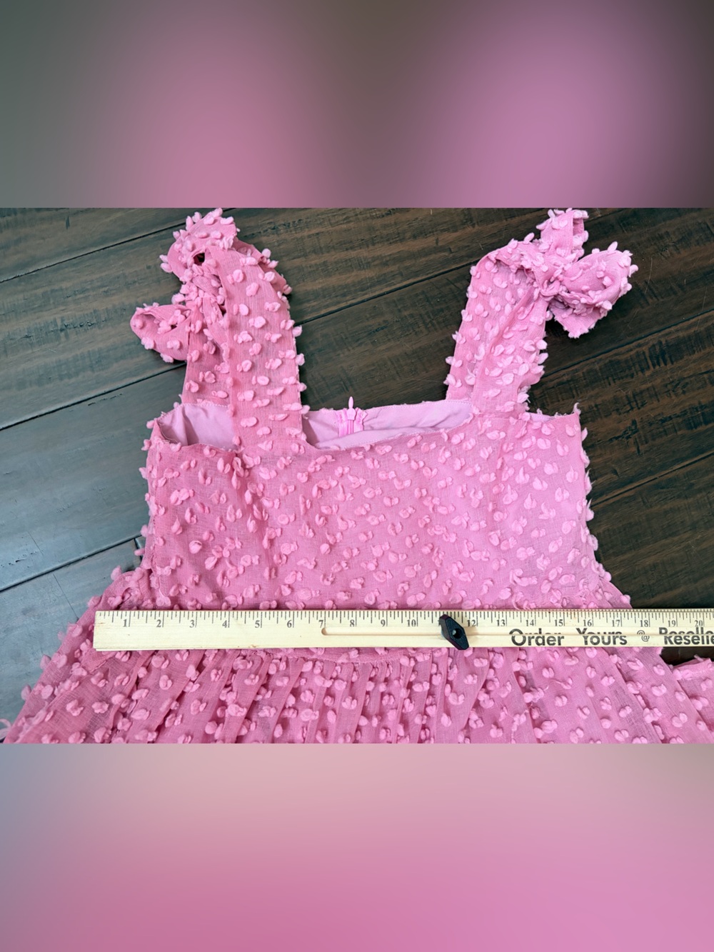 Sister Jane Bando "Likely Lady" textured pink midi dress featuring tiered bow M - Picture 4 of 6